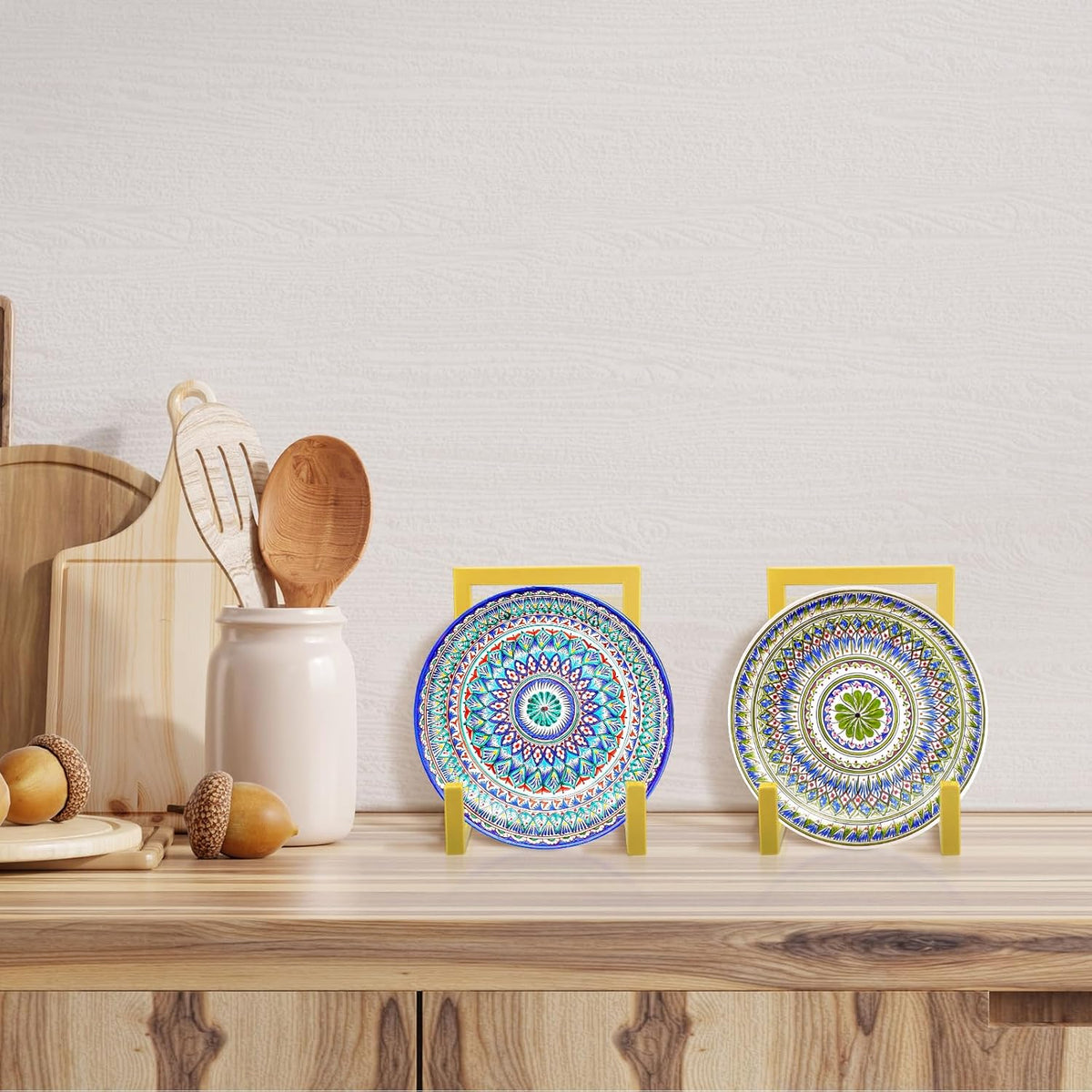 Sweetude 2 Pcs Large Plate Stands for Display Metal Frame Plate Holder Display Stand Decorative