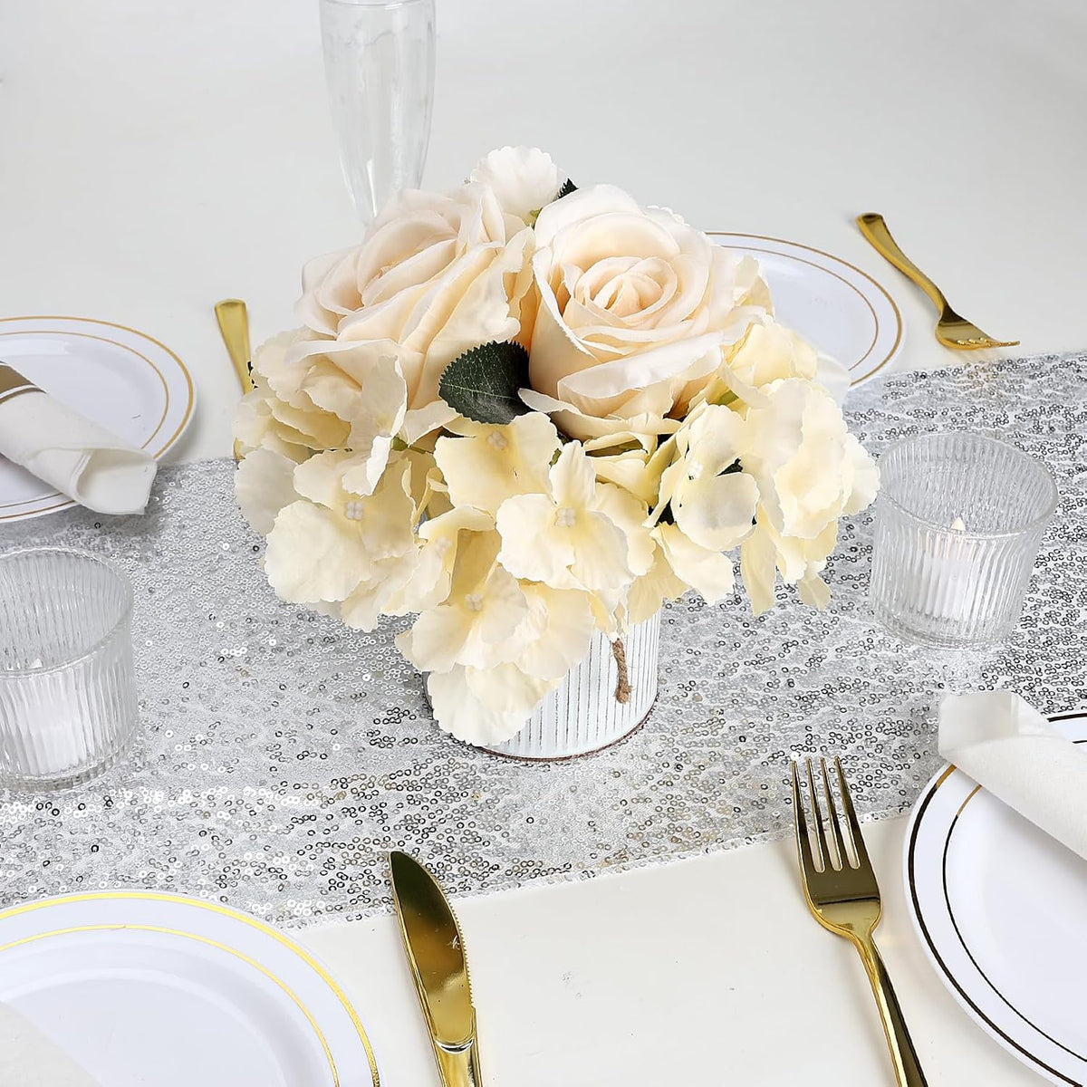 Flower Table Centerpieces - Set of 6 Floral Arrangement Artificial Wedding Hydrangeas Floral