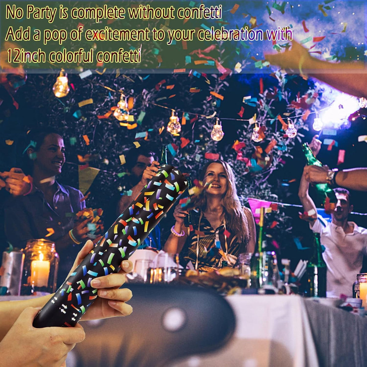 Biodegradable Confetti Cannon 6 Pack Multicolor Party Popper Shooters,12 Inch Large Confetti Cannon