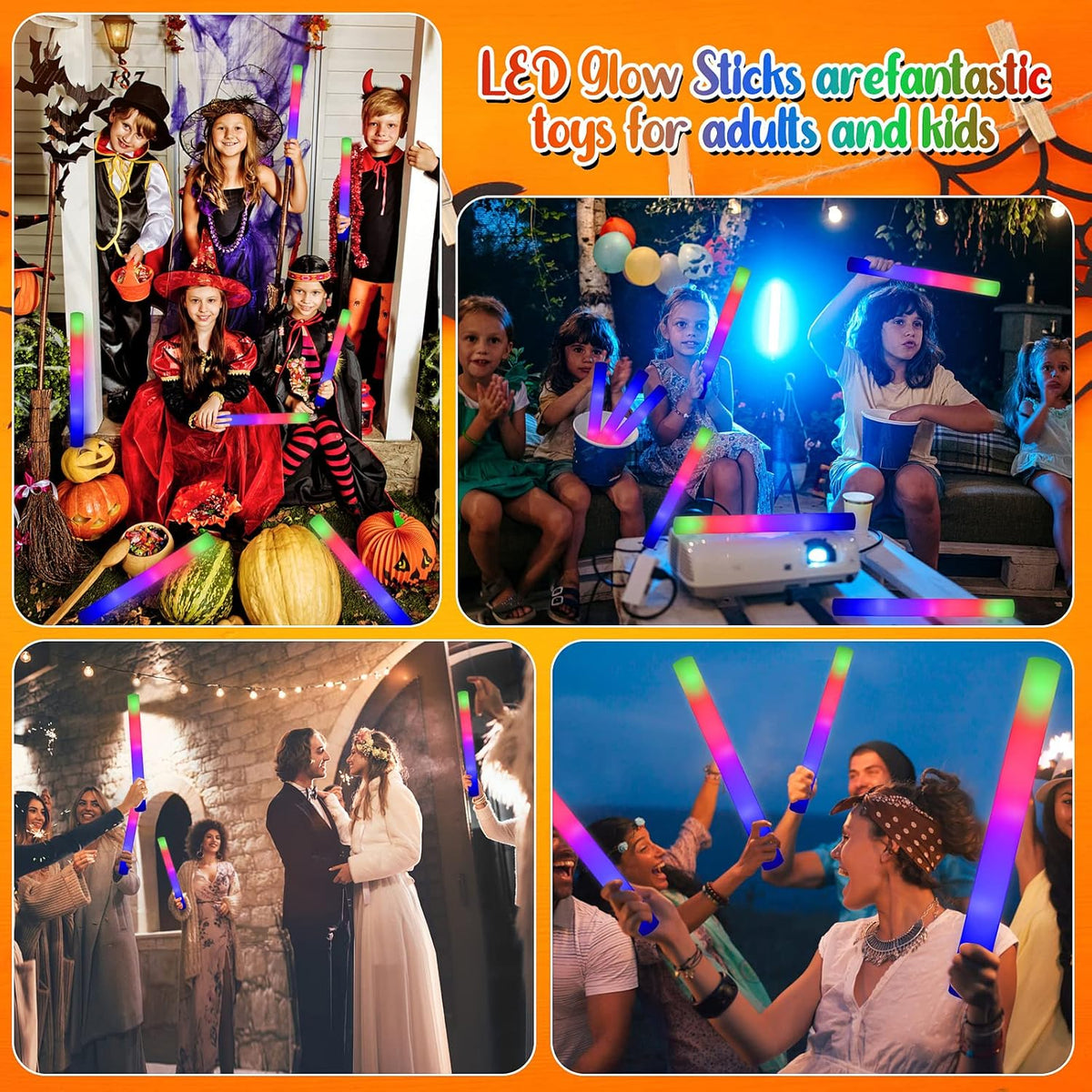 LifBetter Glow Sticks Bulk - 20Pcs LED Foam Sticks Glow Batons with Three Modes Party Flashing