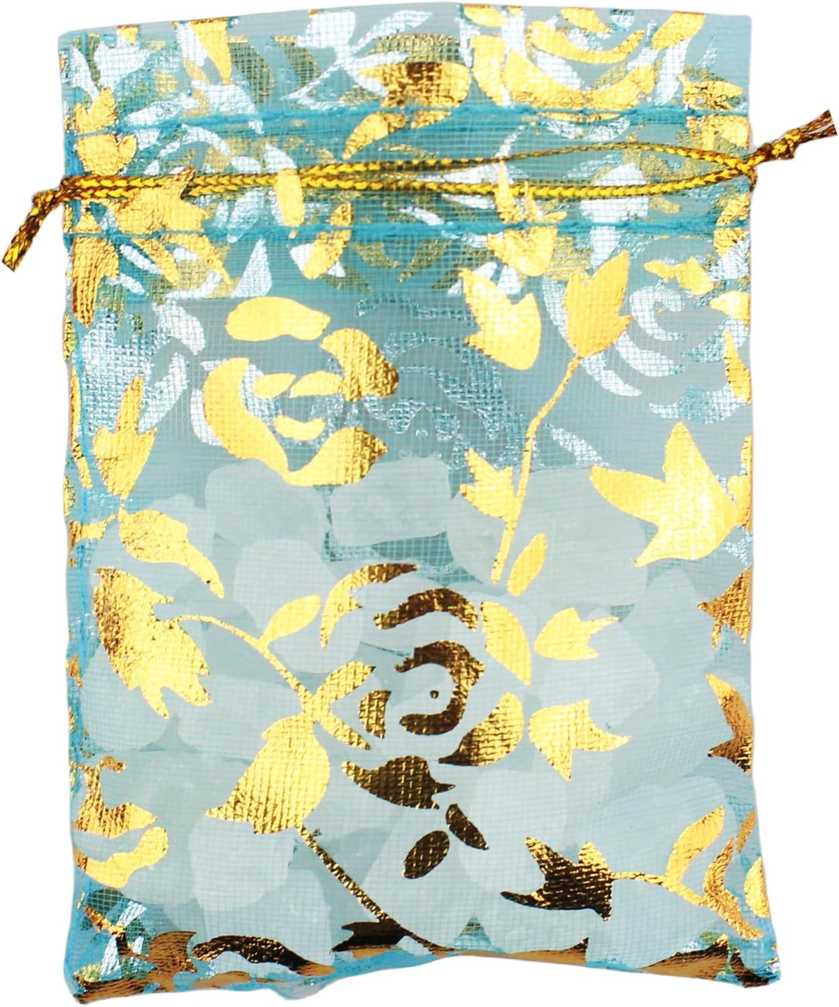 100 Pack 2.8 x 3.5 Inch Flower Heart Organza Jewelry Gift Pouch Candy Pouch Drawstring Wedding