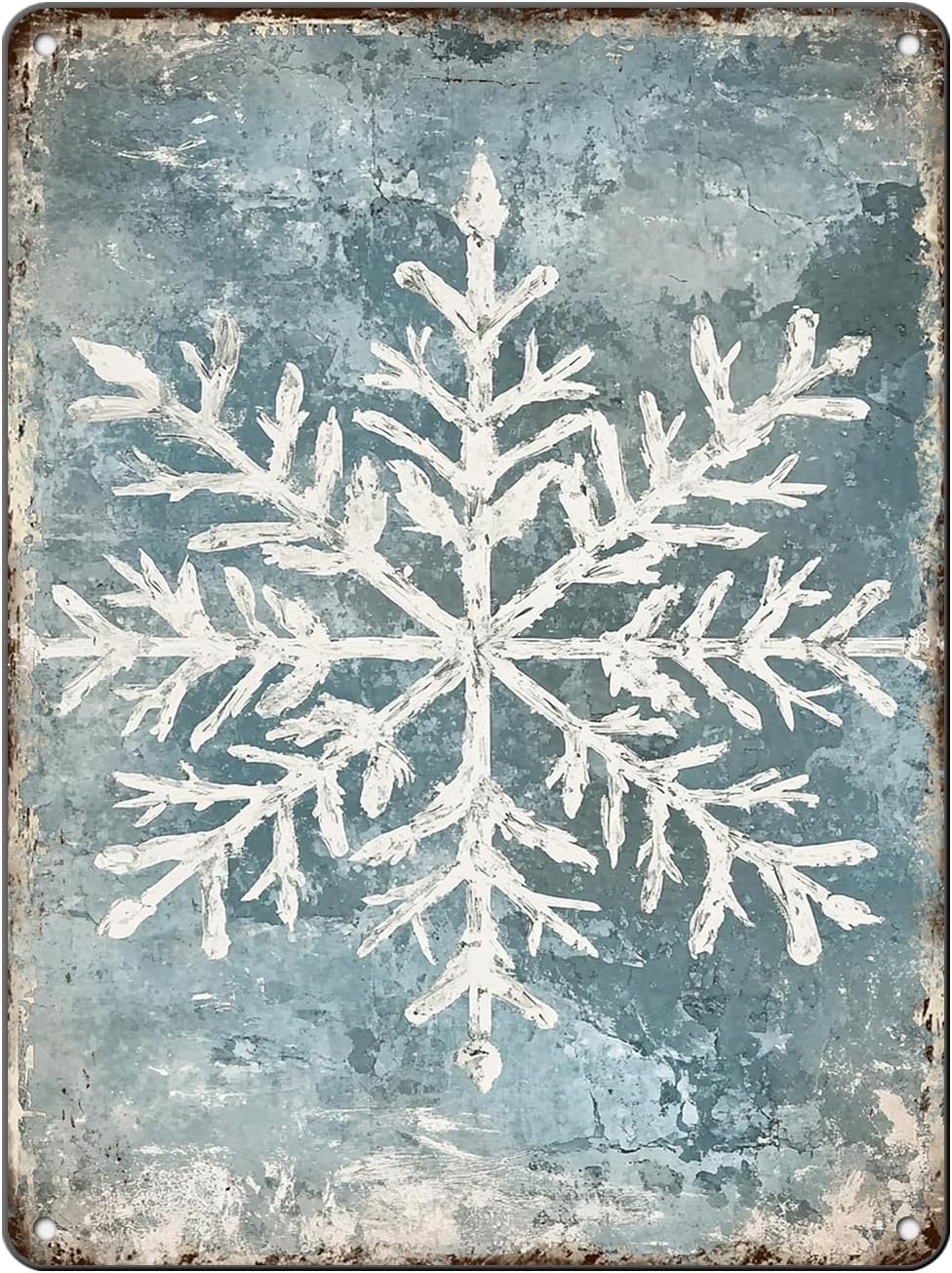 Vintage Christmas Tin Sign - Winter Snowflakes Metal Tin Sign - Wall Decor Sign for Outdoor