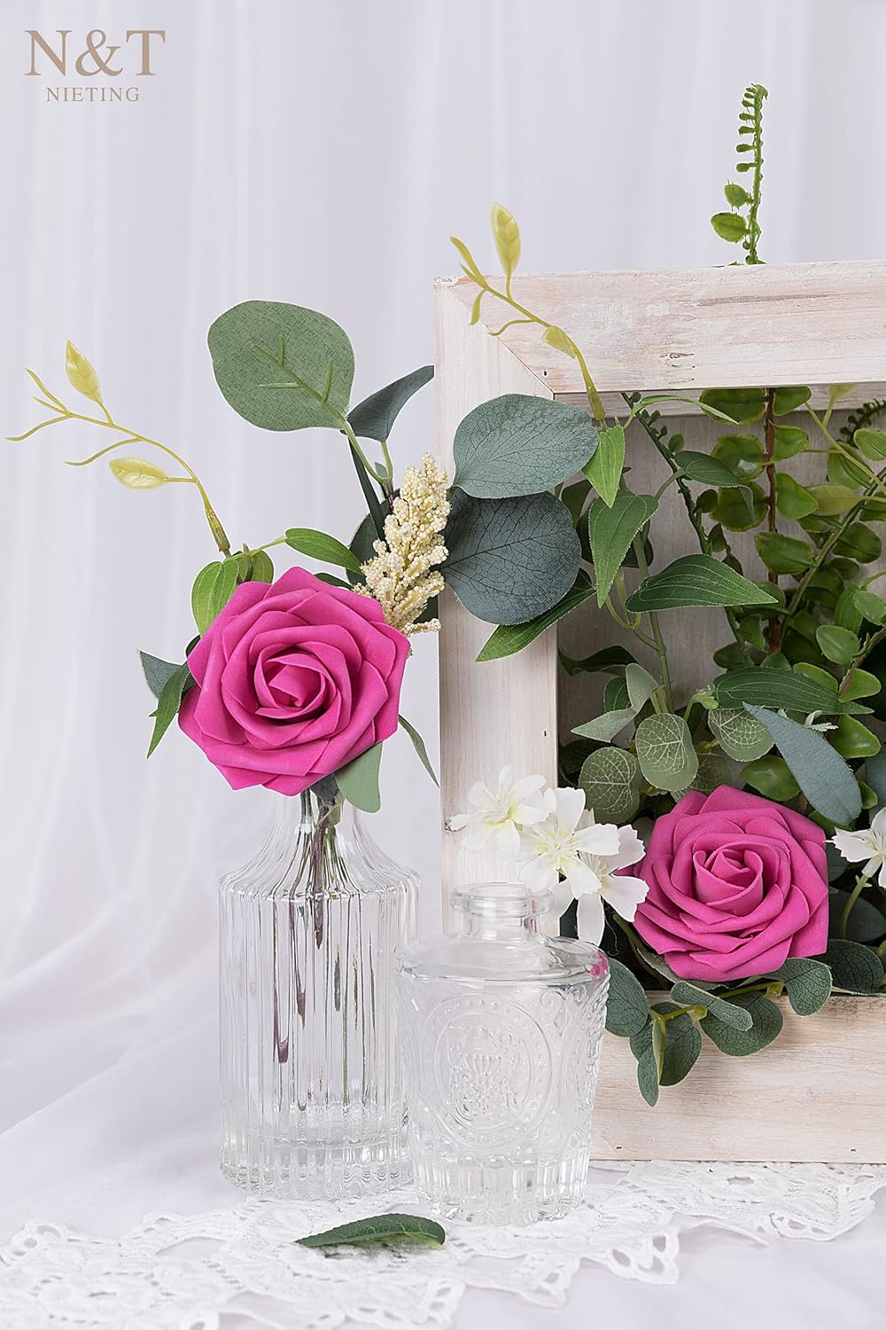 N&T NIETING Artificial Flowers, Foam Roses Perfect for DIY Wedding Bridal Bouquets Centerpieces