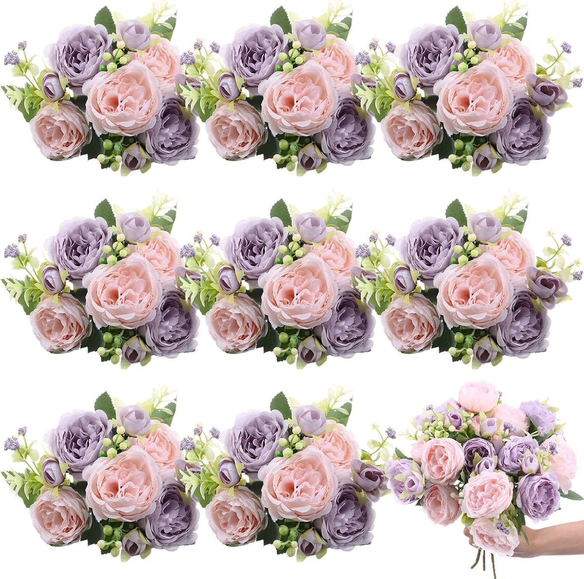 8 Bundles Artificial Peonies Flowers Boho Faux Flowers Arrangements Artificial Centerpiece Spring