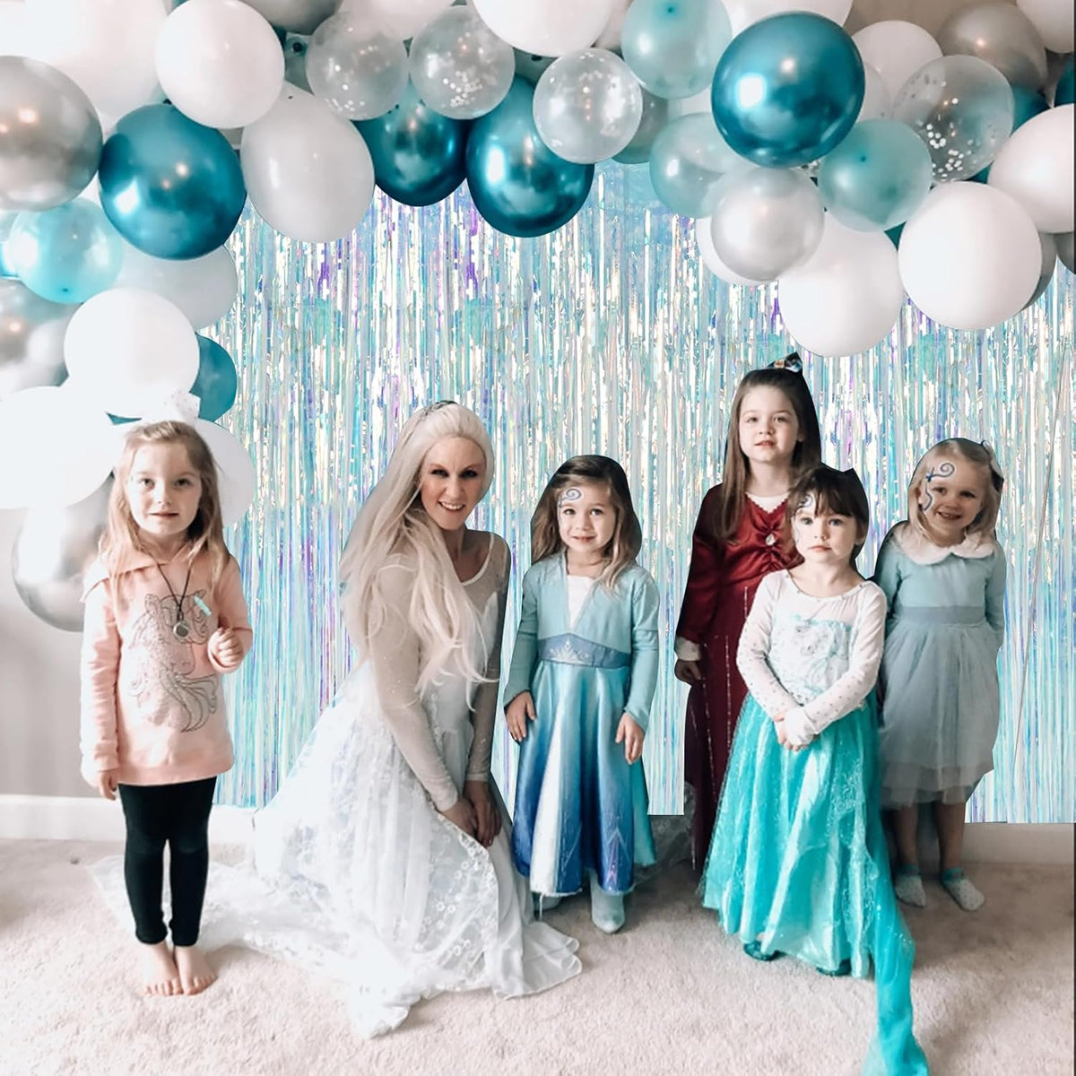 BEISHIDA 2 Pcs Door Streamers Curtain Iridescent Streamers Baby Shower Party Streamers Backdrop