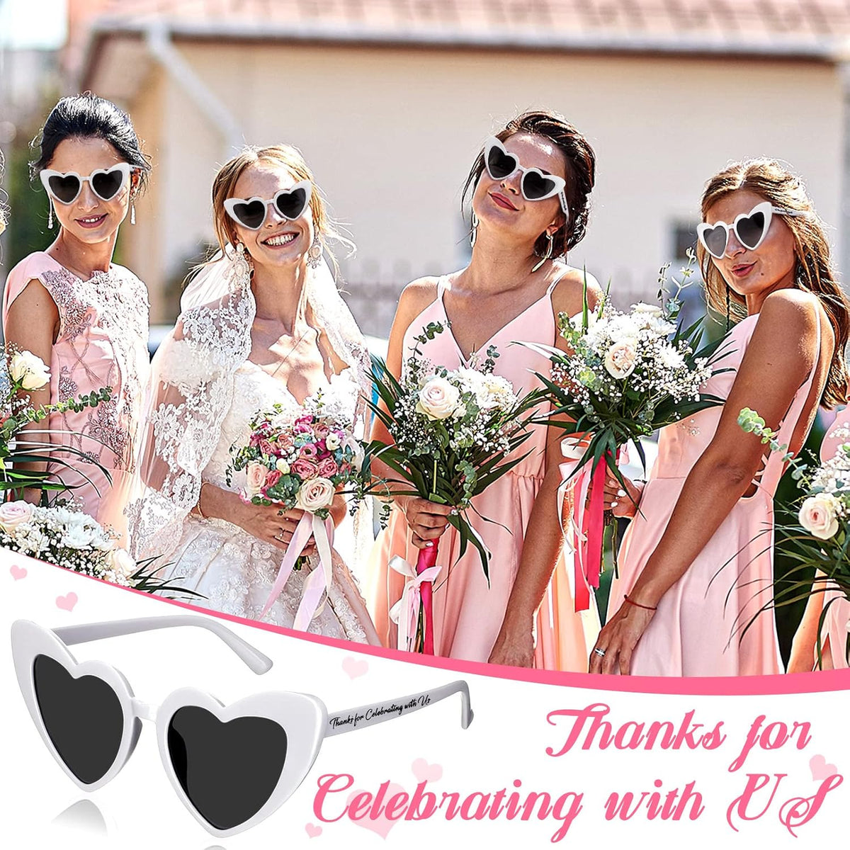 Vabean Wedding Heart Sunglasses Bulk Wedding Gifts Bachelorette Bridal Party Favors for Guests