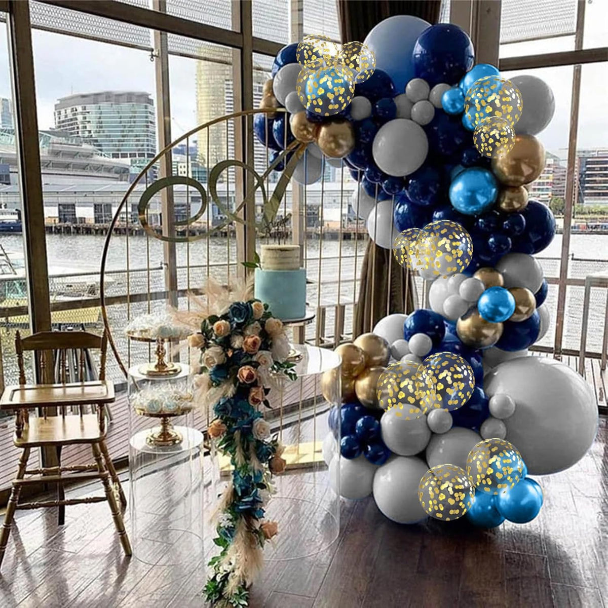 Navy Blue and Gold Balloons, Metallic Golden and Blue Balloon Navy and White Latex Balloons Gold