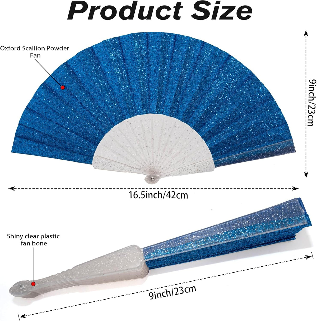 12 Pack Handheld Fan,Folding Hand Glitter fan with Shining Transparent Fan Rib – Ideal for Wedding