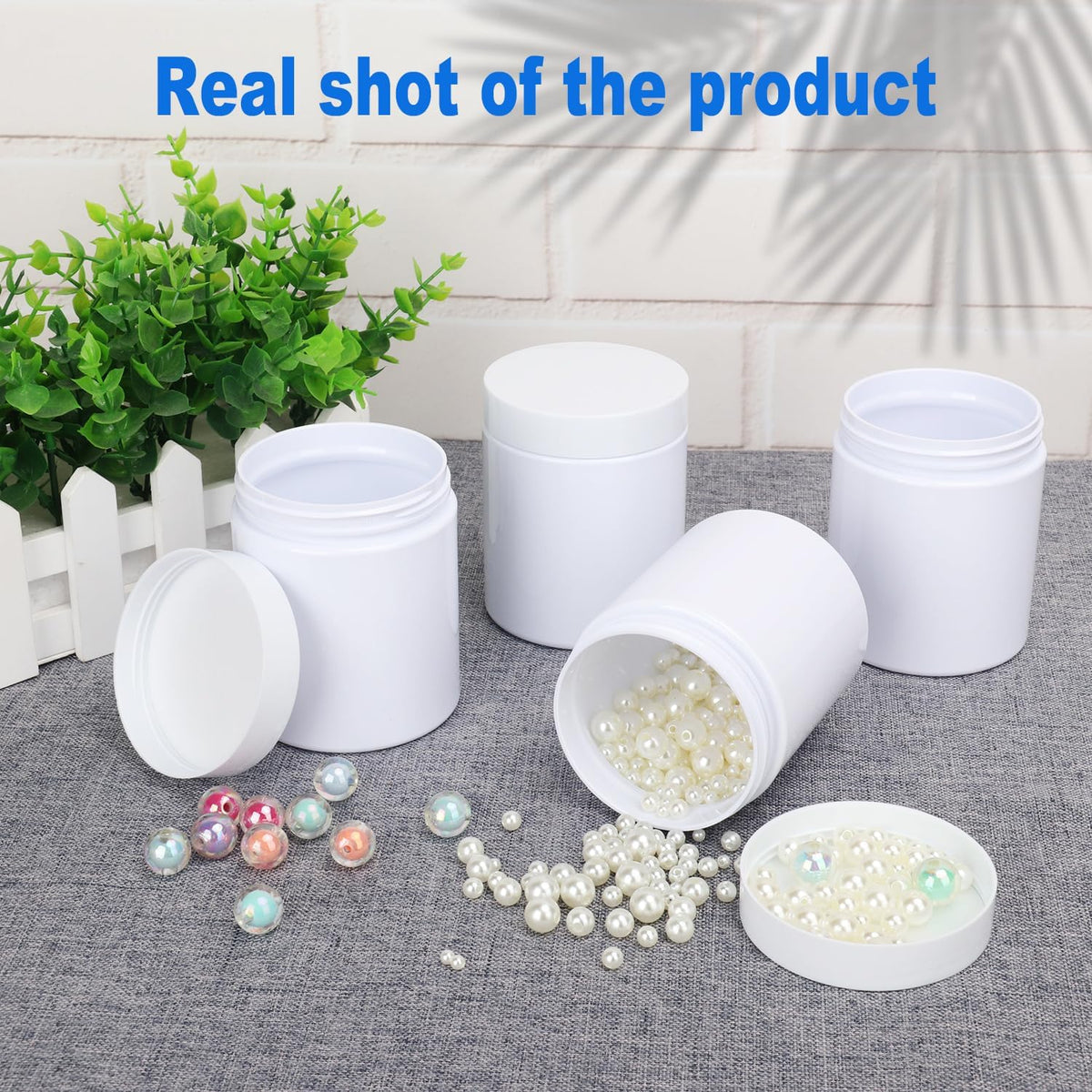 47Packs 8.8oz (250 ml) Plastic White Jars with Lids, Cosmetic Containers jars with Wide-Mouth for