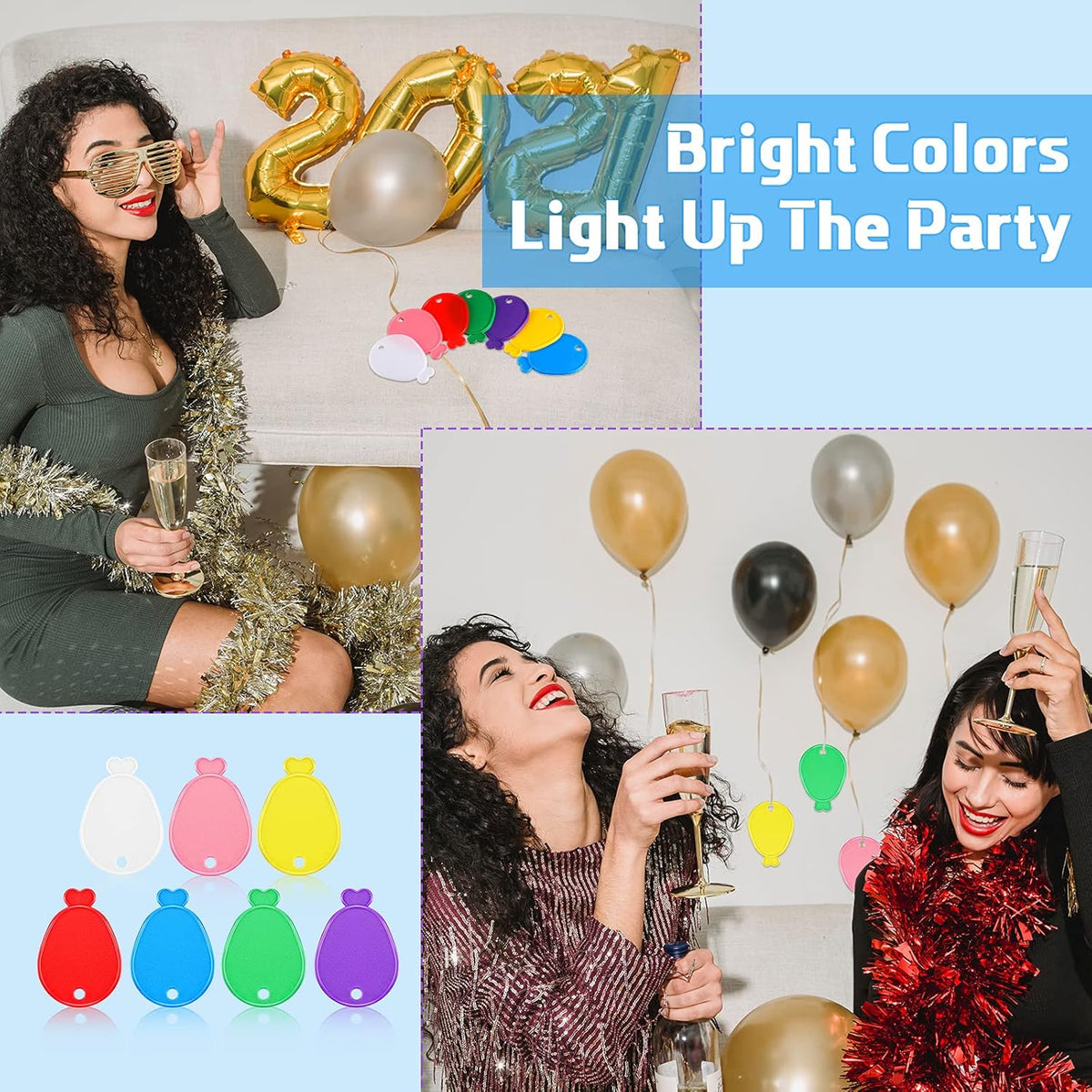 Lenwen 80 Pcs Balloon Weights Plastic Colorful Weights for Balloons for Birthday Party Decoration
