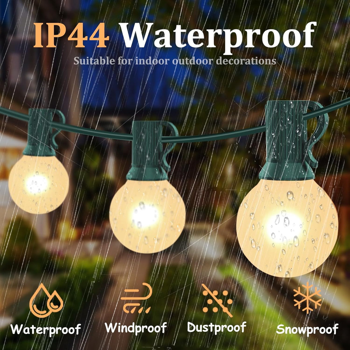 SUNSGNE G40 Round Christmas Lights Outdoor, 25ft Vintage Christmas Globe Lights with 27 5W Frosted