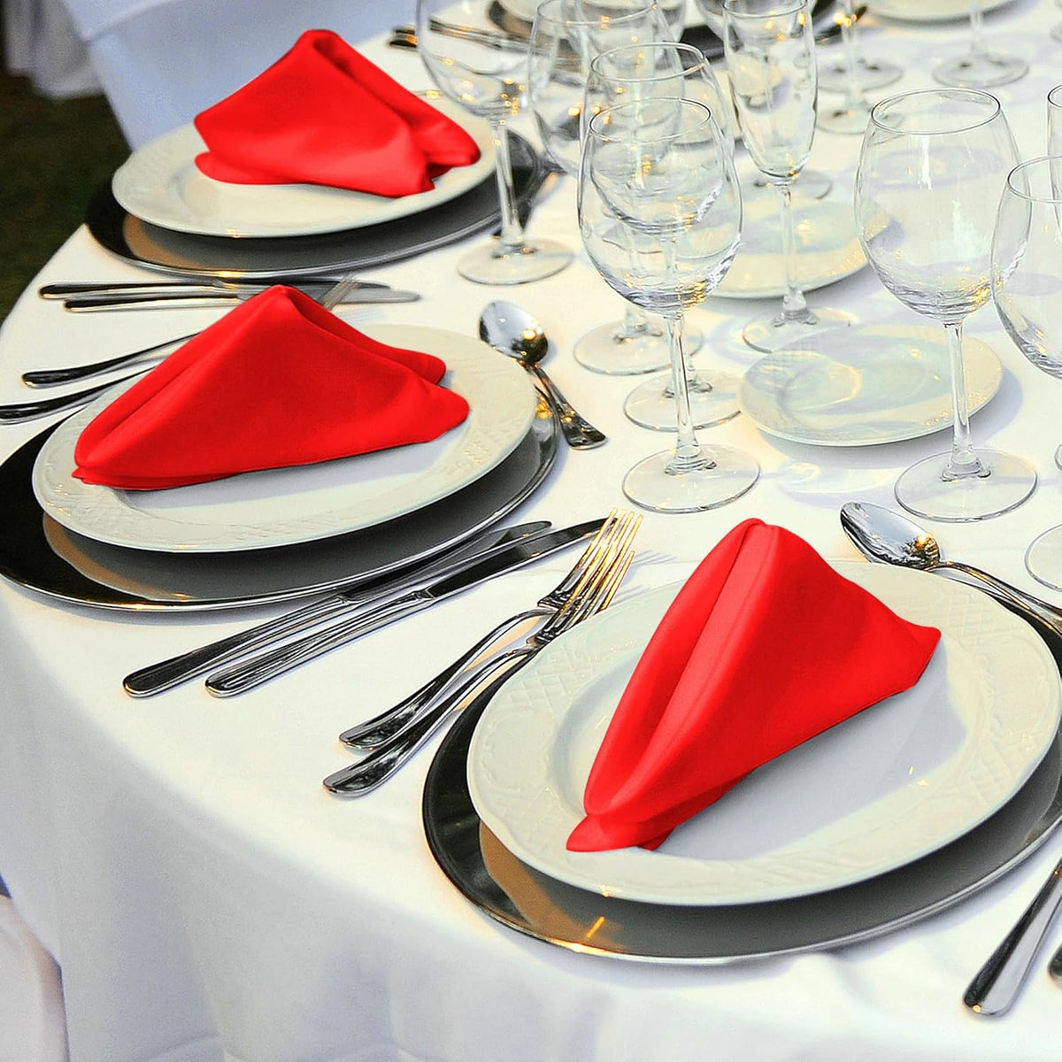 ANECO 12 Pieces Satin Napkins Soft Dinner Napkins Square Table Napkins 17 x 17 Inches for