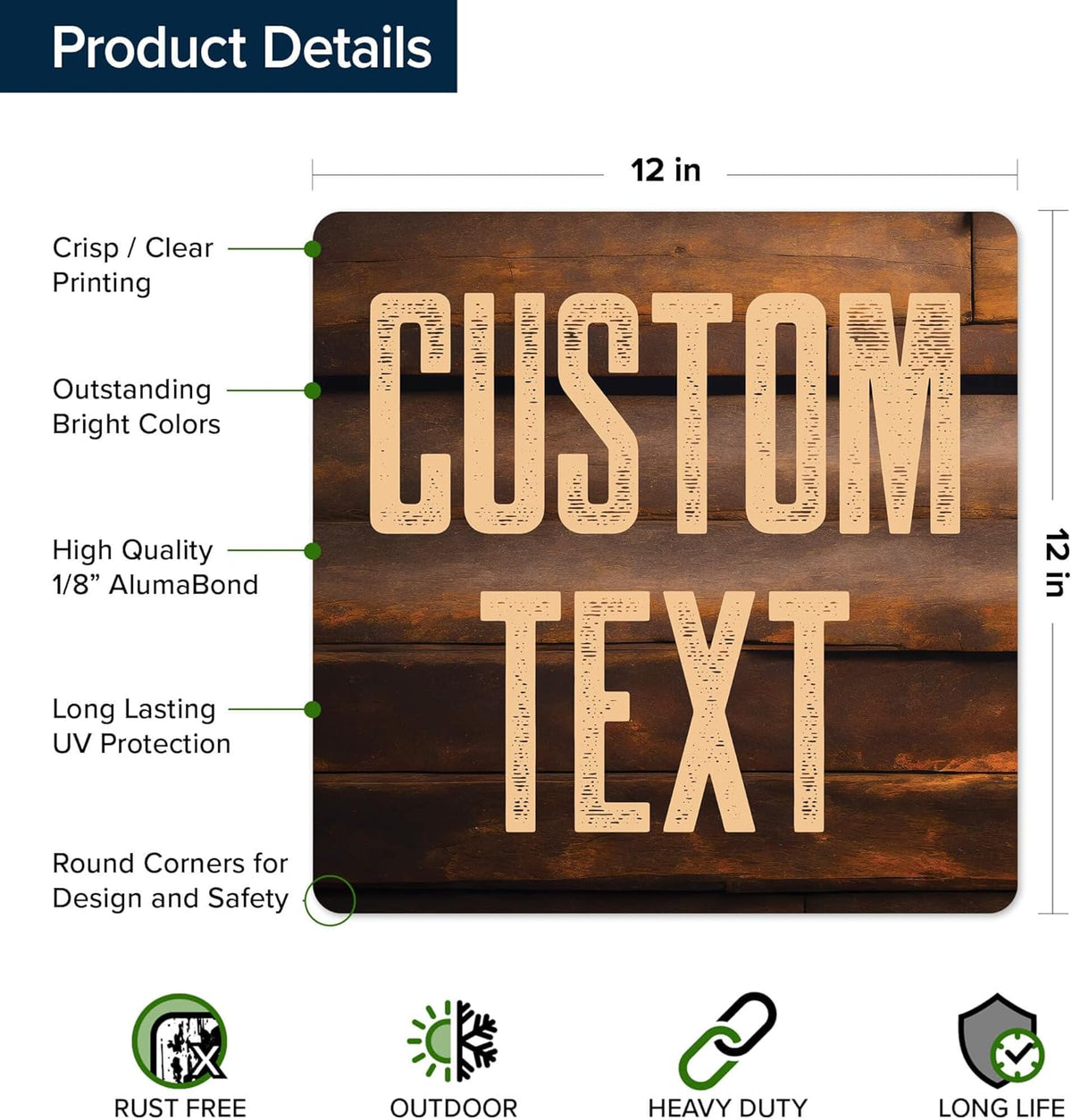 Custom Sign, Custom Street Sign, 11 Font Colors, 13 Font Styles, 4 Hole Options, 22 Sizes, 12x12