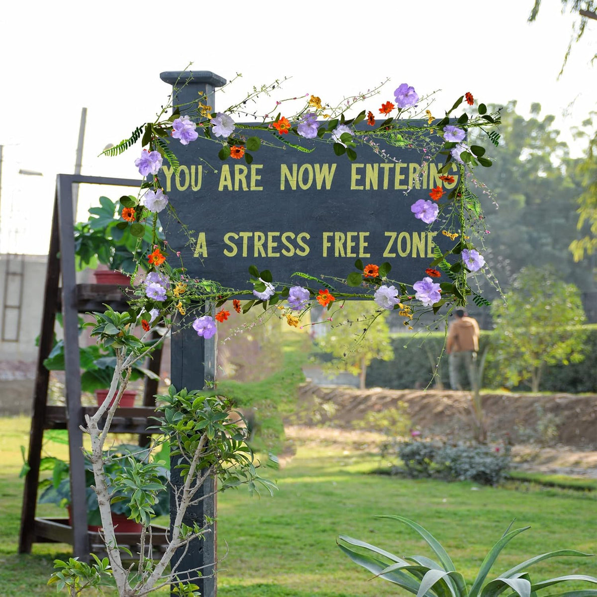 2PCS Artificial Daisy Garland, 6FT Faux Flower Hanging Vine, Purple Flowers Ivy, Spring Garland