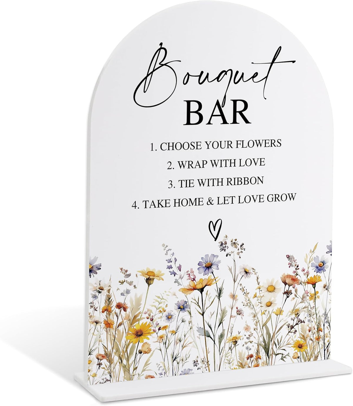 Wedding Signs for Ceremony and Reception, Boho Floral Acrylic Bouquet Bar Sign, Wedding Signage