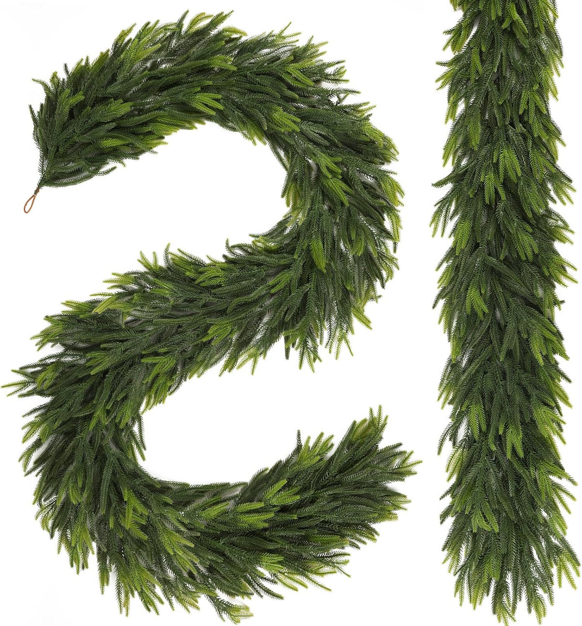 N&T NIETING 2 PCS Christmas Norfolk Pine Garland, Real Touch Pine Garlands Faux Greenery Garland