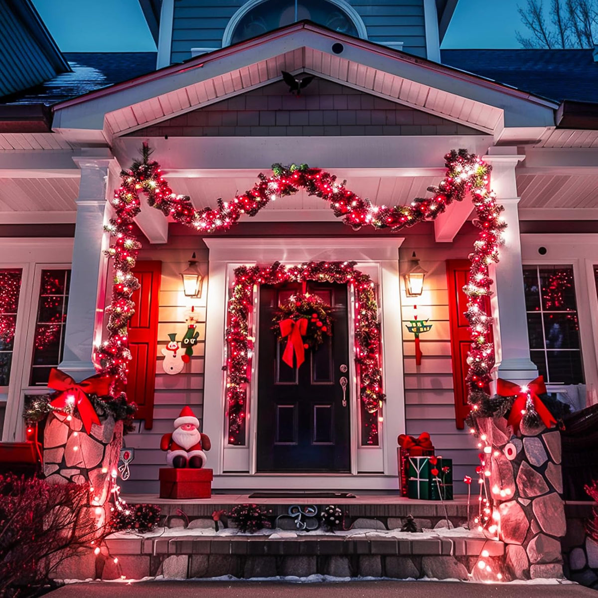 JMEXSUSS 500 LED Red and White Christmas Lights, 8 Modes 163ft String Lights Plug in with Remote
