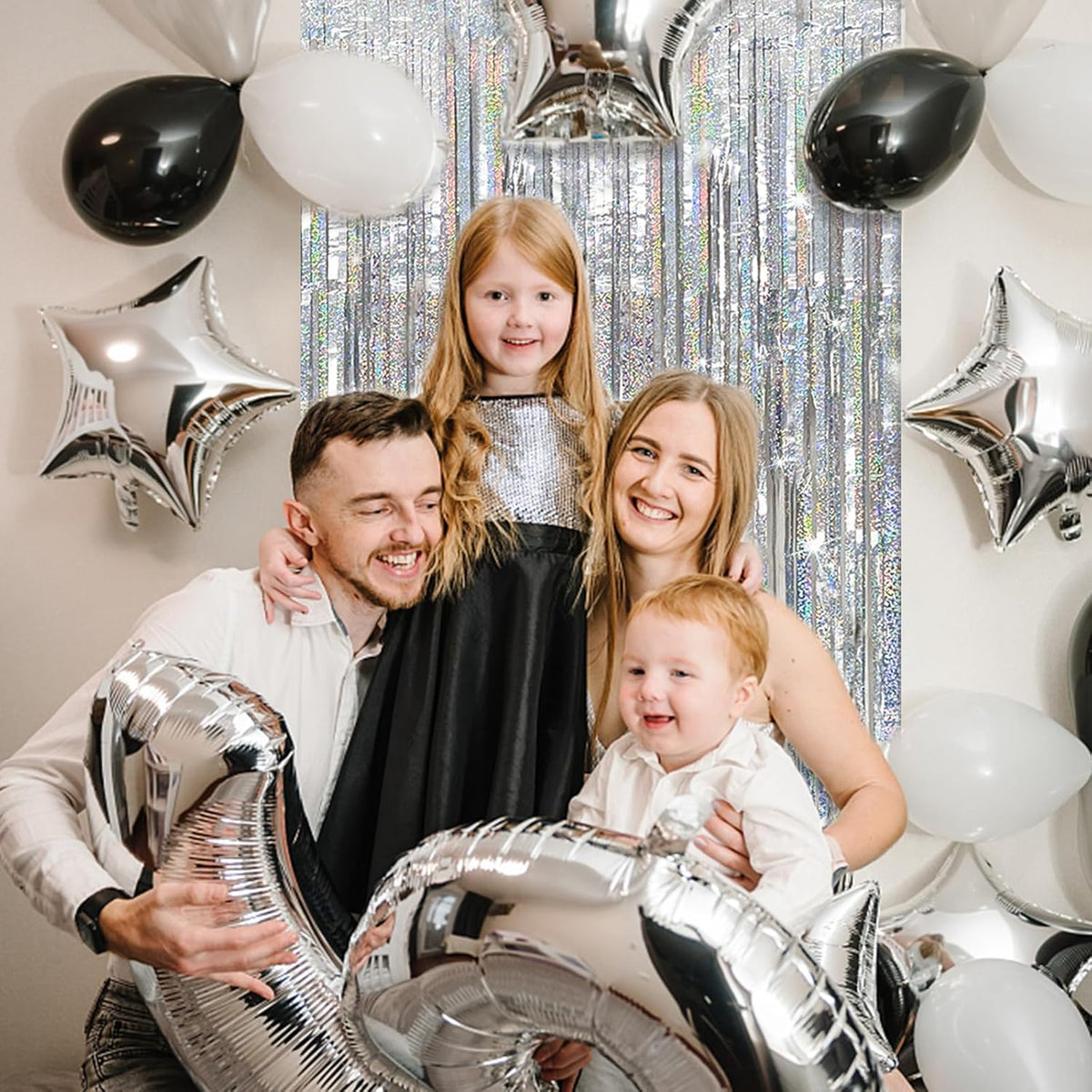 Tinsel Curtain Party Backdrop Silver Birthday Decorations 2 Packs Glitter Foil Fringe Decor