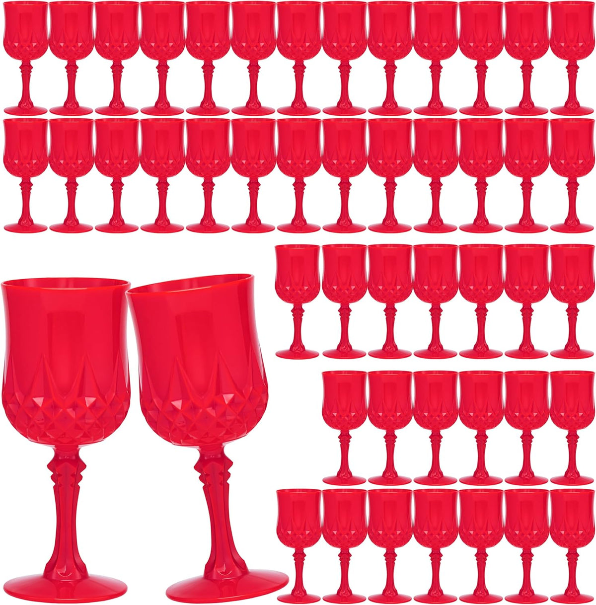 JLYLOL Plastic Vintage Wine Glasses 7OZ Plastic Goblets Vintage Drinking Glasses 48PCS Retro