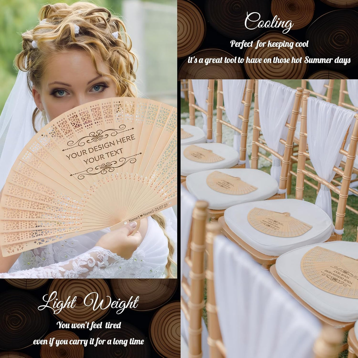 30 PCS Custom Fans Personalized Folding Fans for Line Dancing Wooden Hand Fan Wedding Favors Gift