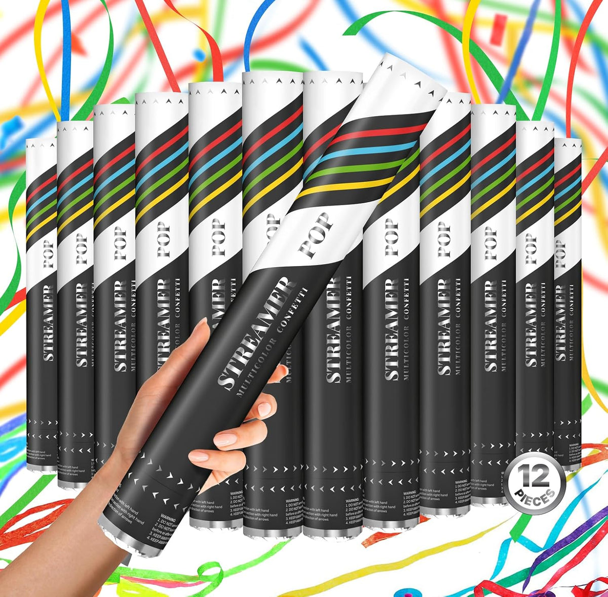 Confetti Cannon 16" XLarge Party Poppers Confetti Shooters, Biodegradable Confetti Cannons