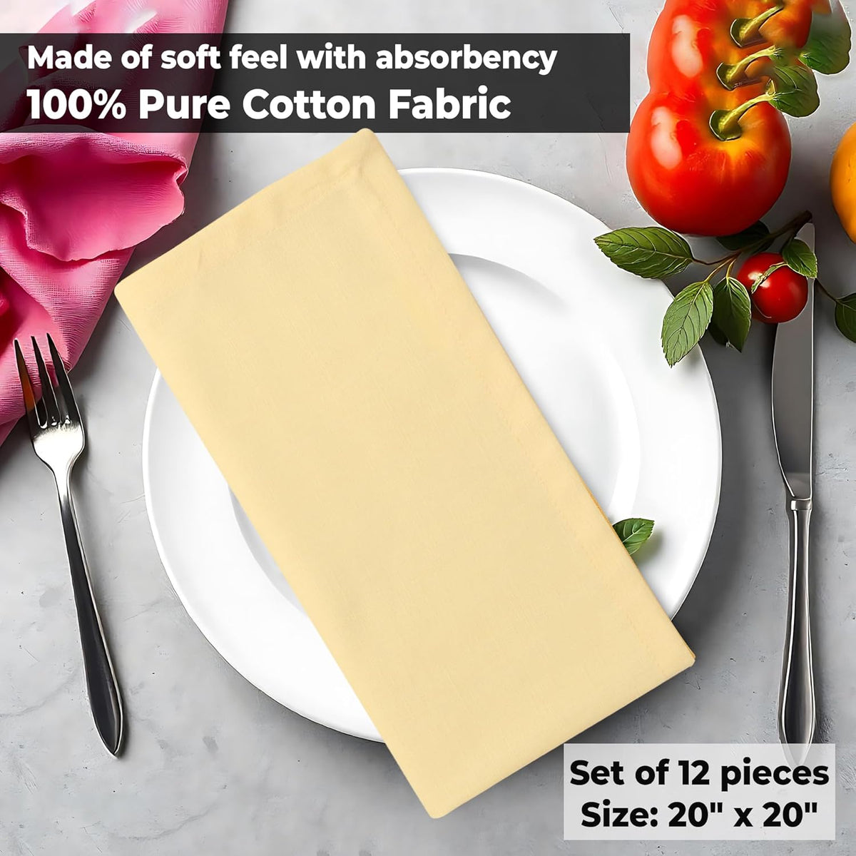 Urban Villa Fall Cloth Napkins 100% Cotton Slub Absorbent Dinner Napkins (Set of 12) Oversized