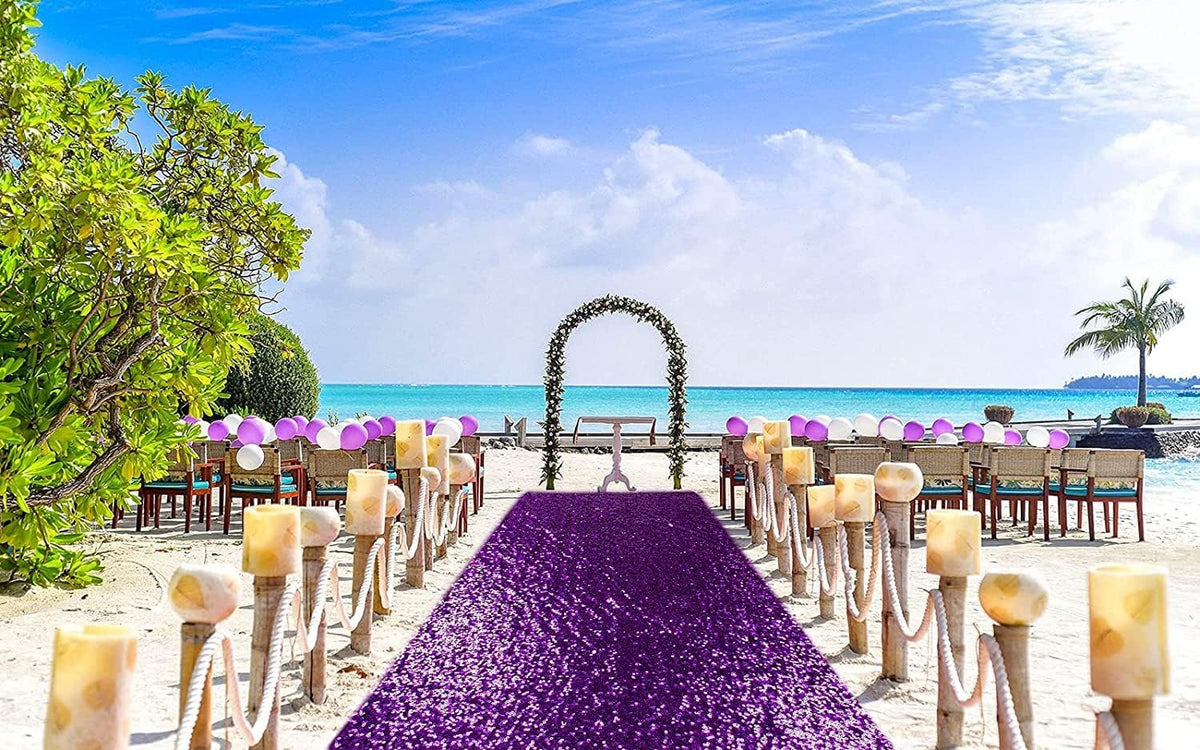 ShinyBeauty Sequin Aisle Runner Purple Glitter Carpet for Wedding & Party ， Sparkling Decorative