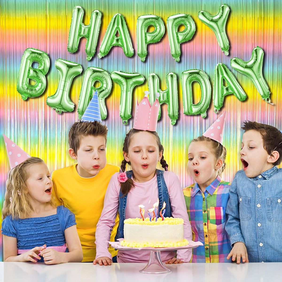 Pastel Rainbow Foil Fringe Curtain Streamers Party Backdrop Foil Fringe Backdrop Curtains Tinsel