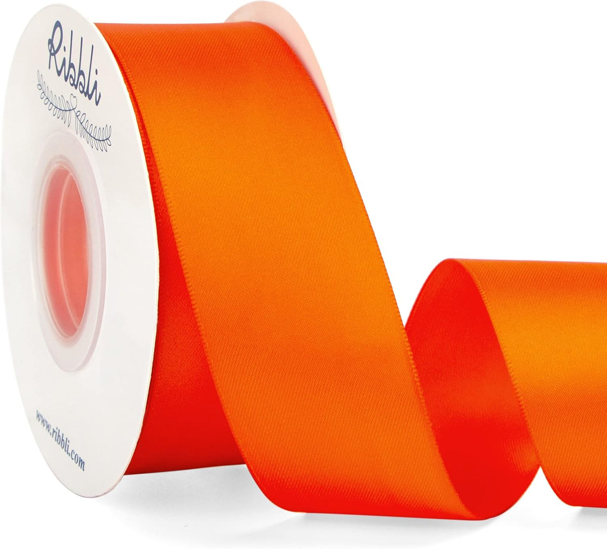 Ribbli Torrid Orange Double Faced Satin Ribbon,1-1/2” x Continuous 25 Yards,Use for Bows