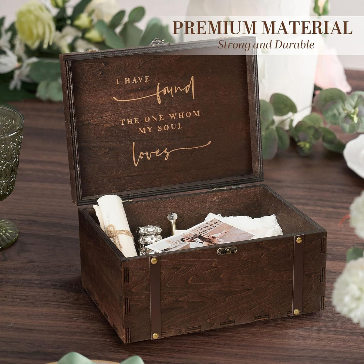 AW BRIDAL Large Mr and Mrs Wedding Keepsake Box with Lids, Engraved Wooden Storage and Decorative