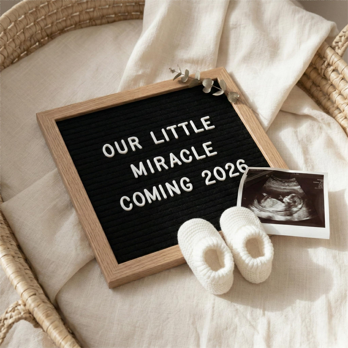 Black Felt Letter Board 10x10in, Baby Announcement Sign, 336 Letter Kit