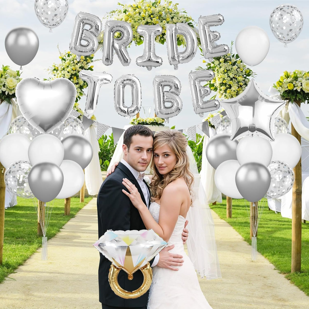 Silver Bachelorette Party Decorations, Silver Bride To Be Bridal Shower Balloons Decorations