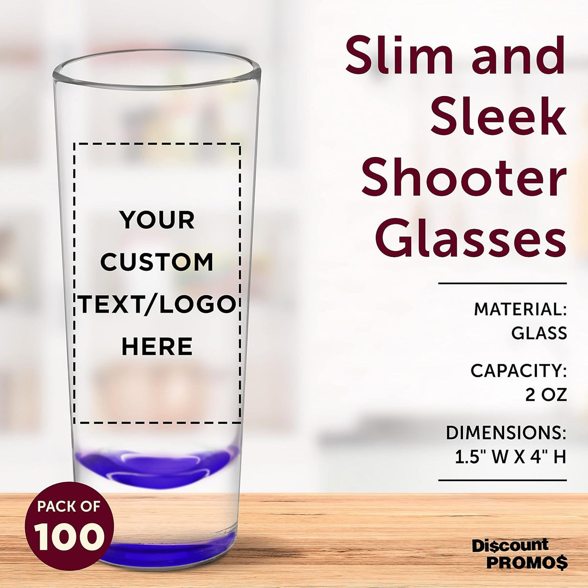 Custom Cordial Shooter Shot Glasses 2 oz. Set of 100, Personalized Bulk Pack - Great for Birthdays