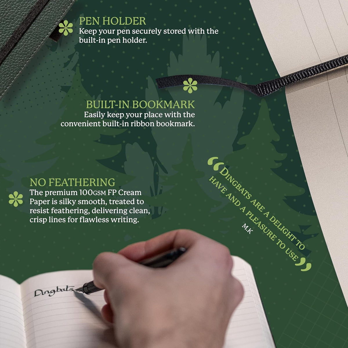 Dingbats* Wildlife Lined Writing Journal Notebook A5 - Vegan Leather Hardcover - Ideal for Work