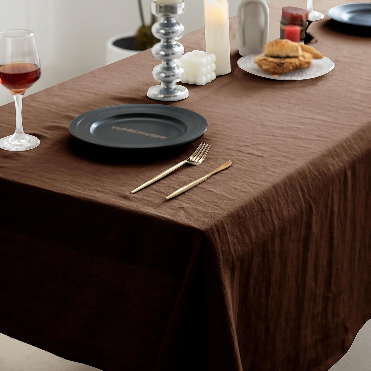 EVERLY 100% Pure Linen Rectangle Tablecloths 60x84Inches for Dining,Buffet