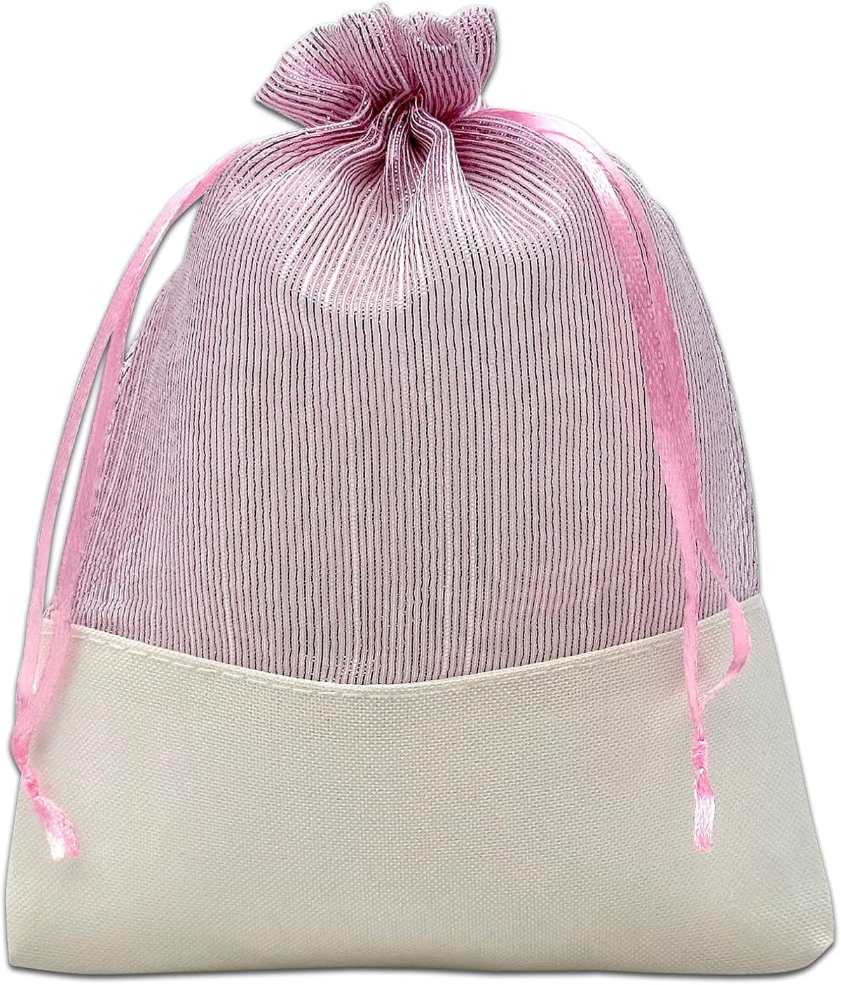 TheDisplayGuys For Your Modern Living 24-Pack Linen & Pink Organza Gift Bags with Drawstrings