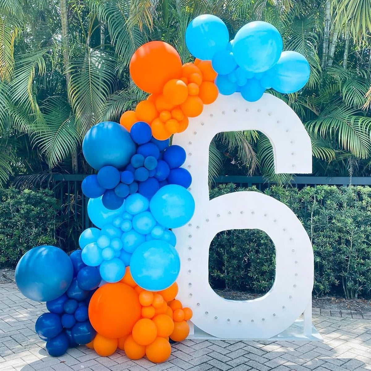 12 Inch Latex Balloons - Orange, Blue, White - Party Pack for Kids Birthday, Baby Shower, Outer