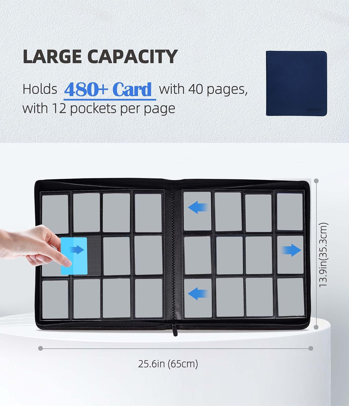 12 Pockets Premium Card Binder 480 Cards Trading Card Binders Side Load Card Storage Display