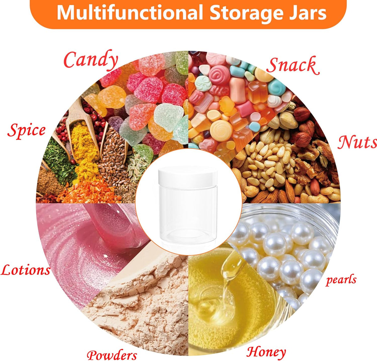 84PCS 4oz/125ml Plastic Jars with Screw On White Lids Seal Stickers Bottle Lid,Clear Container for