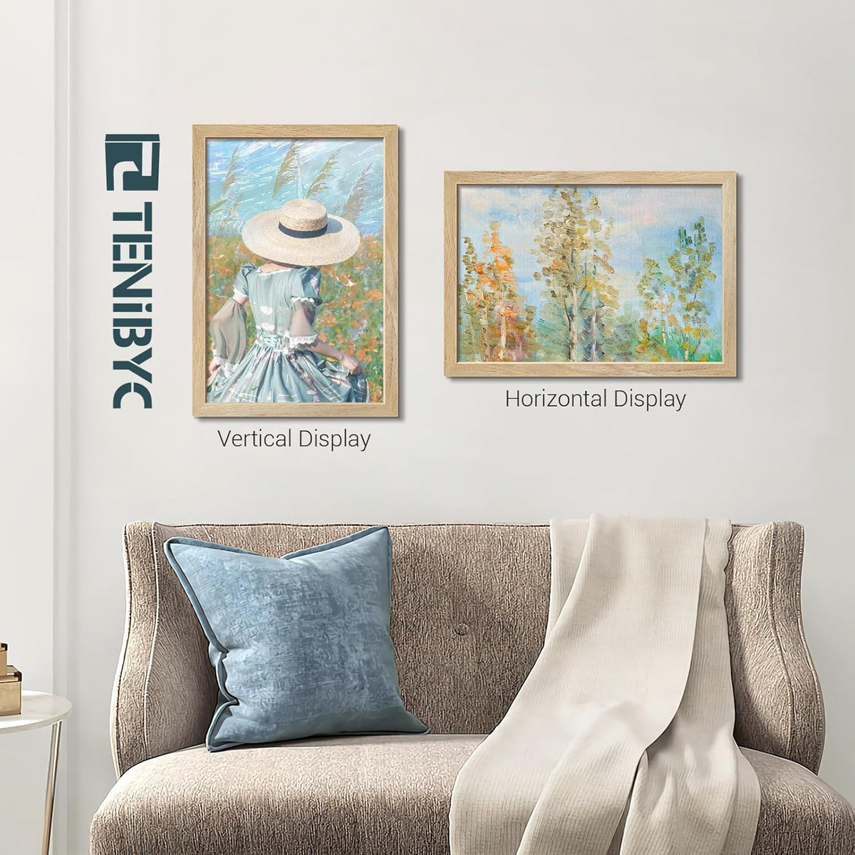 13x19 Picture Frame 4 Pack, Textured Elegant Natural Solid Wood & HD Tempered Glass, Gallery Poster