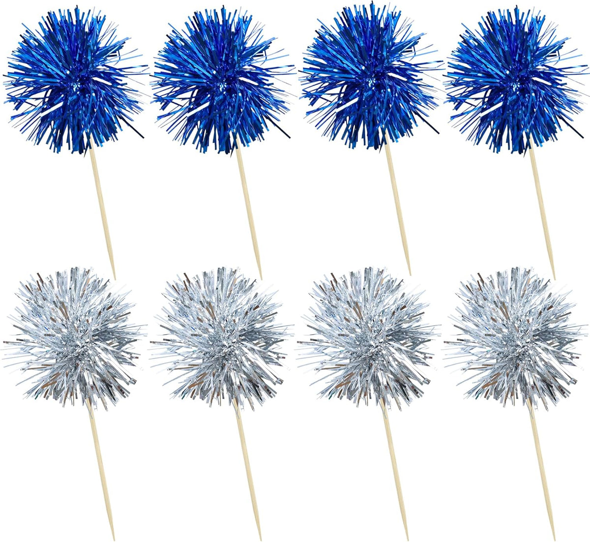 Ephlyn 30Pcs Foil Firework Cupcake Toppers Party Birthday Cake Toppers Supplies Sparkle Tinsel