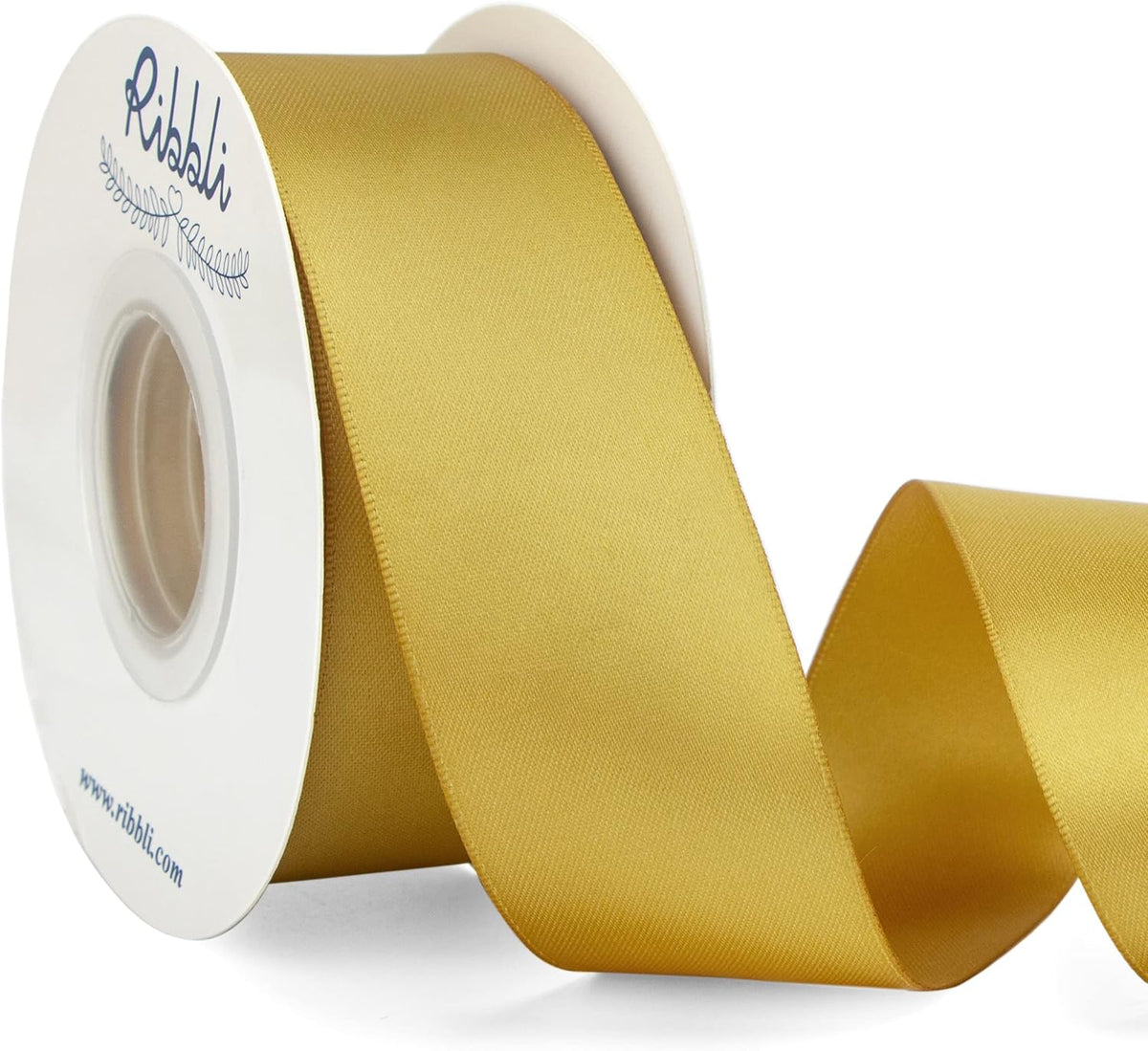 Ribbli Gold Double Faced Satin Ribbon,1-1/2” x Continuous 25 Yards,Use for Bows Bouquet,Gift