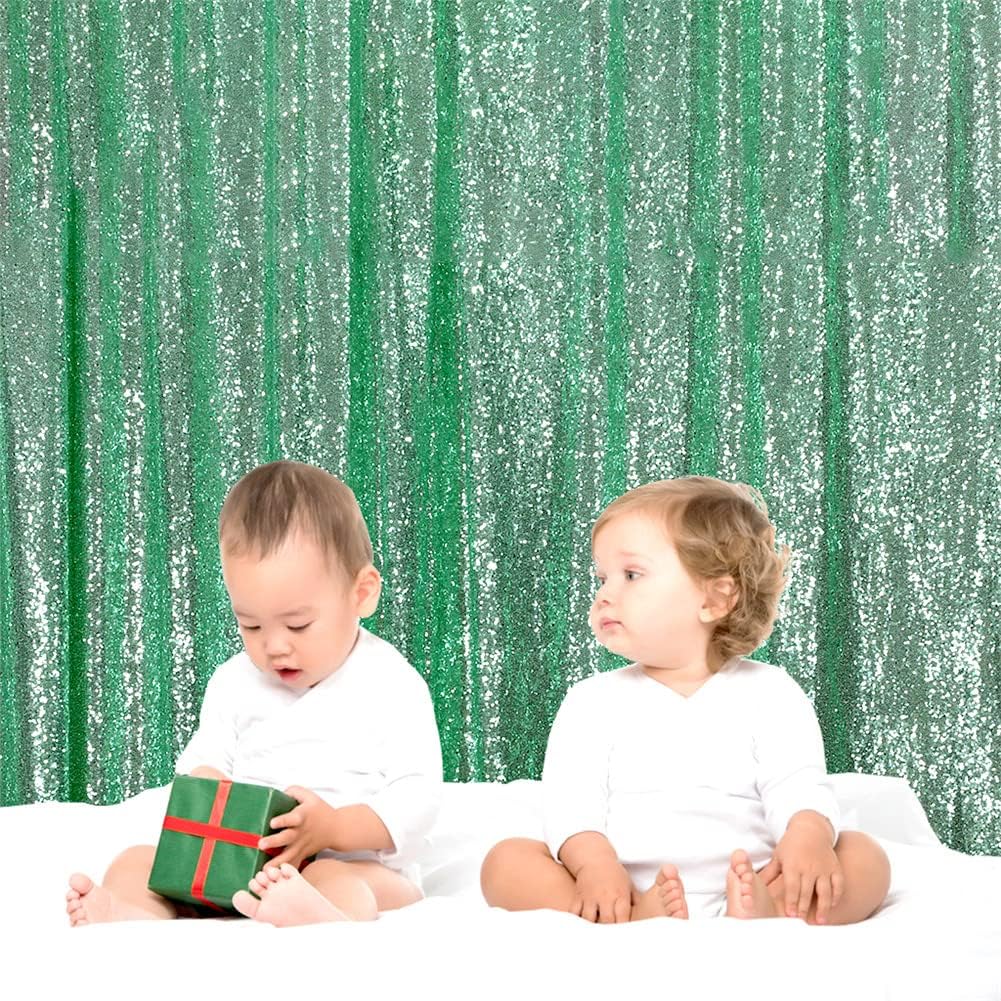 Eternal Beauty Mint Green Sequin Backdrop, 6x6 Ft Glitter Background Curtains for Shimmer