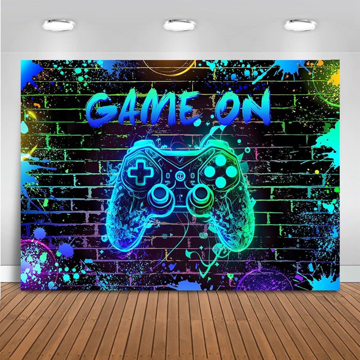 Mocsicka Game On Backdrop Video Game for Boys Level Up Birthday Party Decoration Game Night Arcade