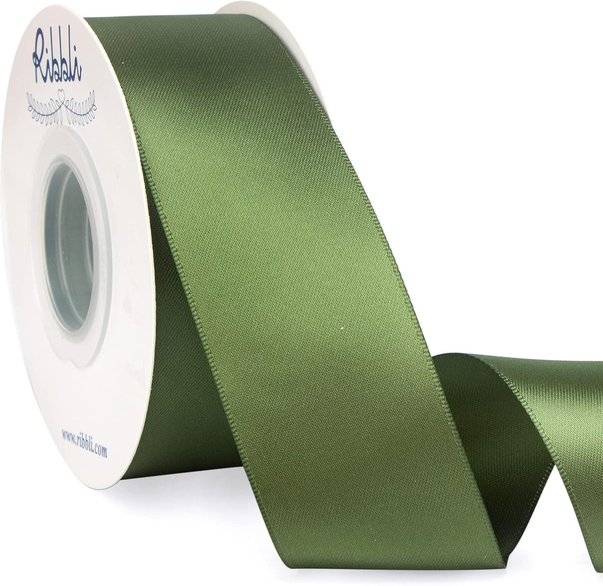 Ribbli Moss Green Satin Ribbon,Double Faced Satin 1-1/2 inch x Continuous 25 Yards,Use for Bows