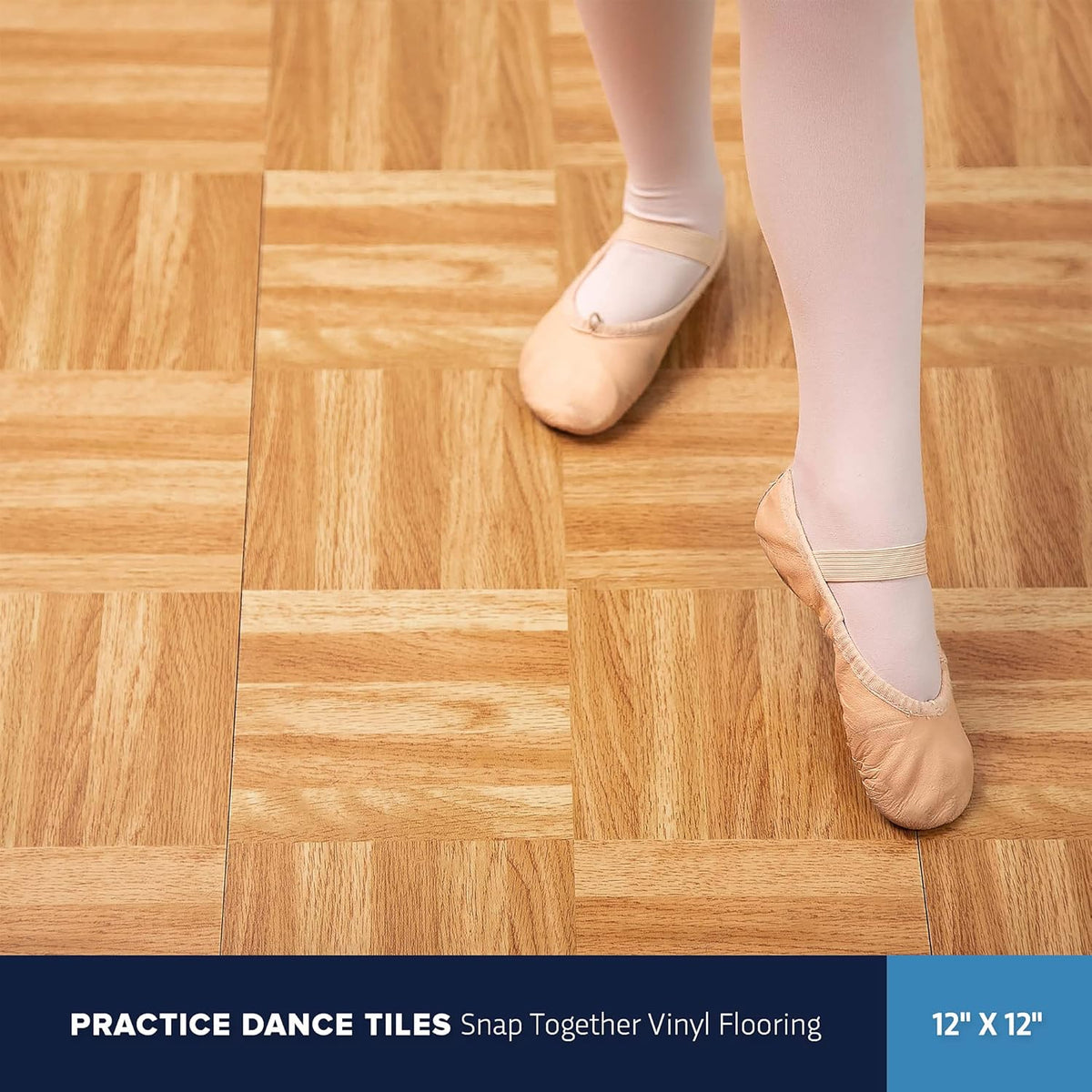 IncStores 3/8" Thick Snap Together Dance Flooring Tiles | 12”x12” Printed Vinyl Dance Floor Tiles