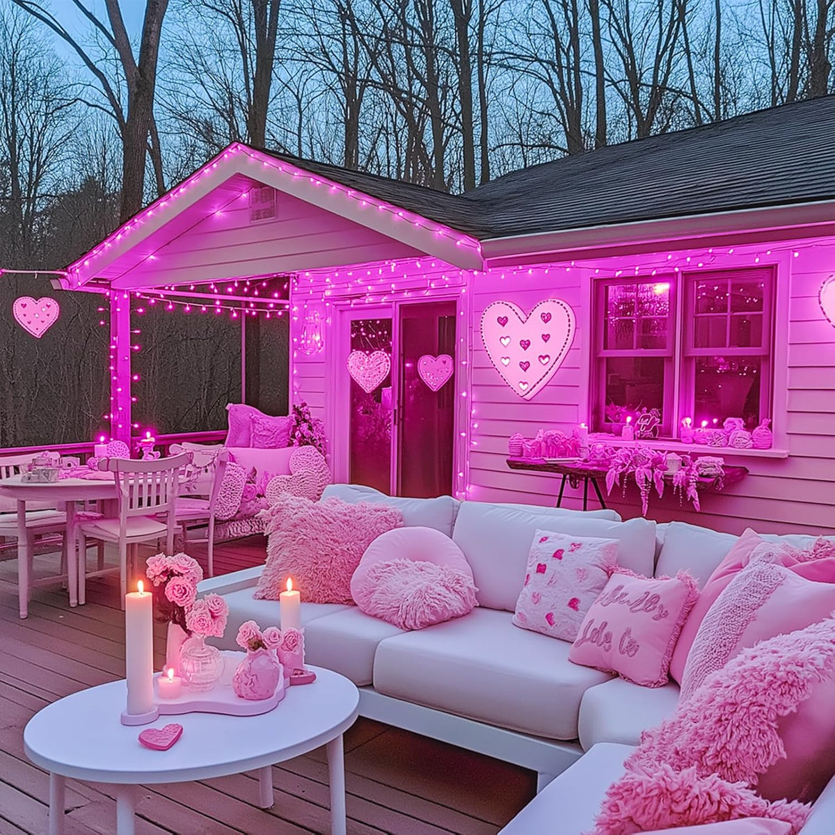 JMEXSUSS 500 LED Pink Room Lights, 8 Modes 163ft Waterproof Pink Christmas Lights Outdoor Plug in