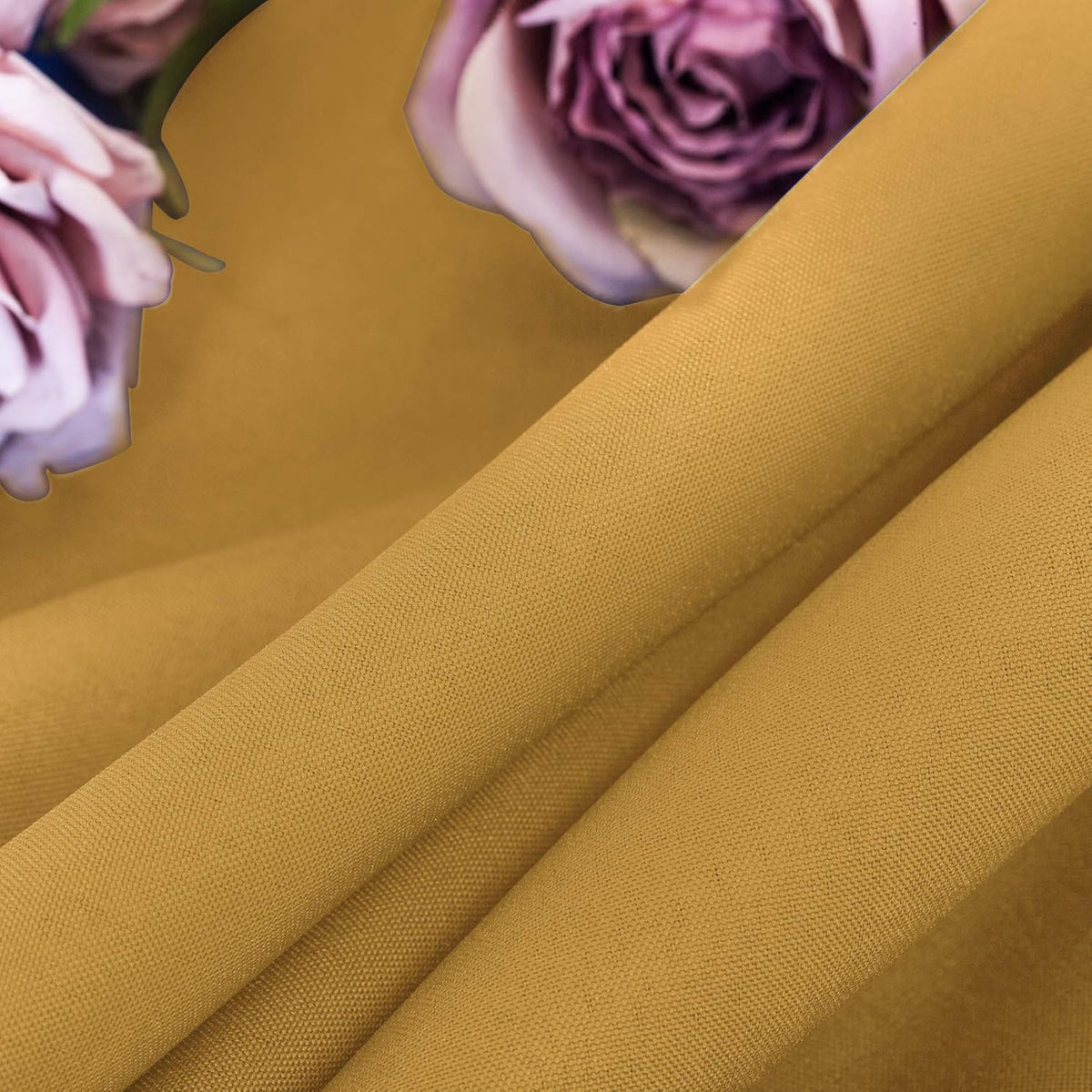 Ascoza 2pack 132 Inch Gold Round Tablecloth in Washable Polyester Fabric for