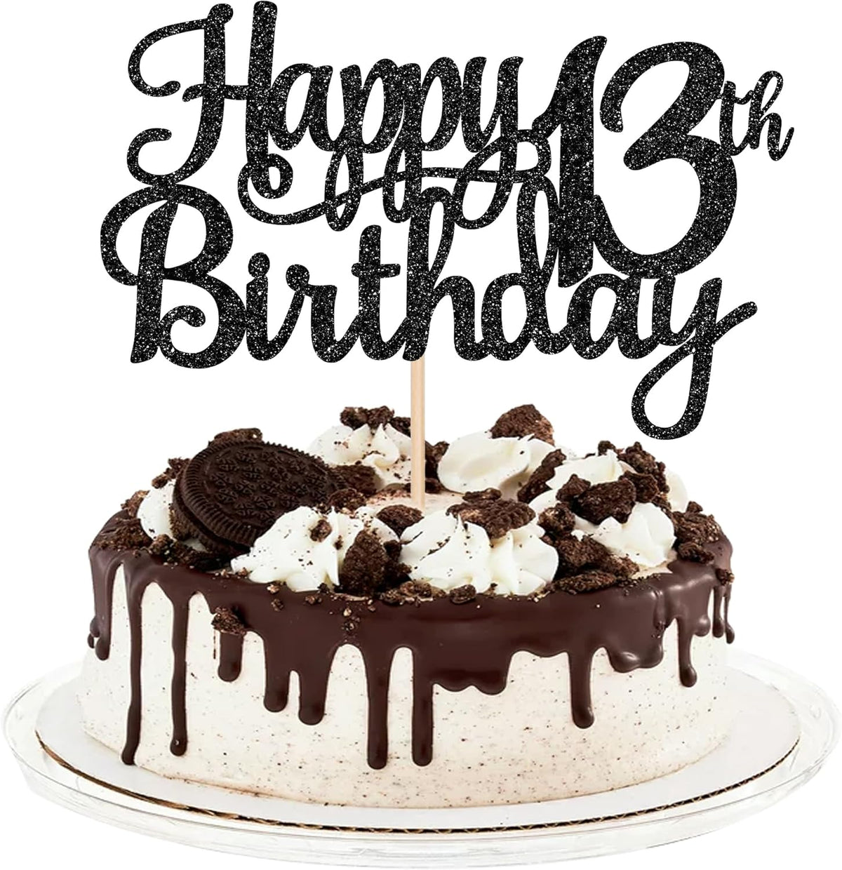 1 PCS Happy 13th Birthday Cake Topper Glitter Cheers to 13 Years Birthday Cake Pick Official