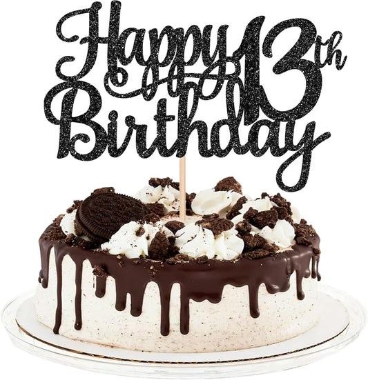 1 PCS Happy 13th Birthday Cake Topper Glitter Cheers to 13 Years Birthday Cake Pick Official